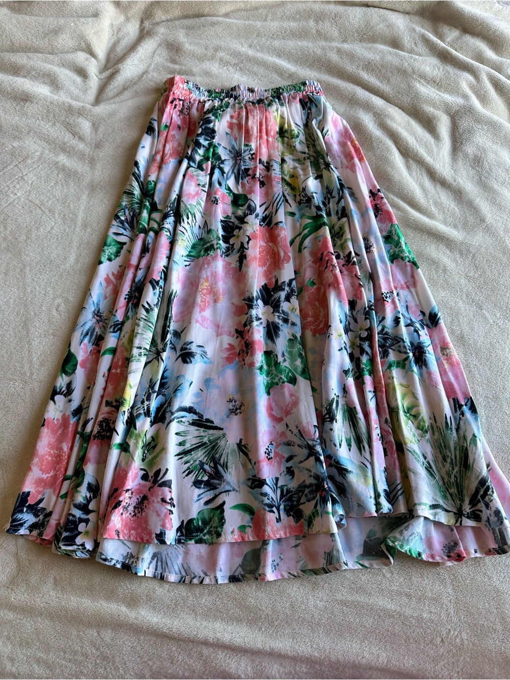 Tildon Pink, Green & Black Floral Circle Skirt